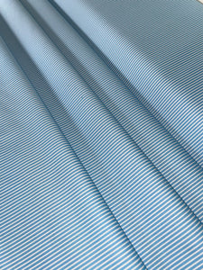 Pale blue and white stripe cotton poplin