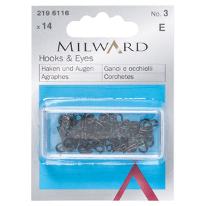 Milward hooks and eyes - size 3 - black