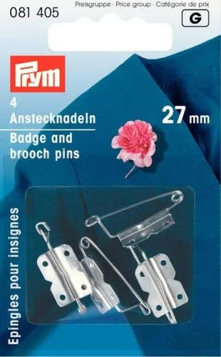 Prym badge and brooch pins 27mm 4 pack