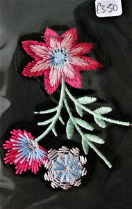 Pink and Blue Flowers - Iron On Motif