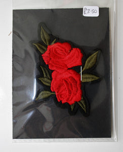 Red Double Rose - Iron On Motif