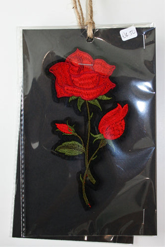 Red Rose and Bud - Iron On Motif