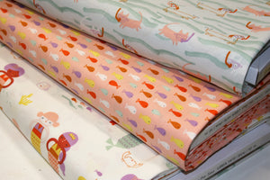 Pink/Multi-colour Fishes, Under the Sea Collection - Cotton